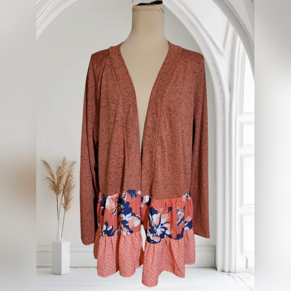 NWT DG2 Cardigan with Chiffon Floral Hem